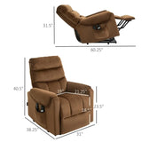 ZUN Brown Velvet Recliner Chair,Power Lift Chair with Vibration Massage, Remote Control 50283398