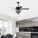 ZUN 52'' Shade Ceiling Fan Lamp With Remote Control,3 Speed ,4 Timing , 5 Reversible Blades W1592P192270