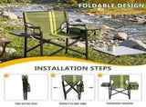 46.46" x 20.87" x 33.46" Folding Camping Chair with Side Table & Insulated Cooler Bag, Spray-Coated 78557006