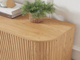 64-Inch Wavy TV Stand, Rounded Sideboard, Storage Cabinet, Wooden Vertical Stripe Cabinet for Living W1162P388448