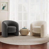 Modern Curved Back Upholstered Accent Chair, Soft Cozy Boucle Fabric, Comfortable Plush Seating, No N765P220275G