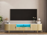 Lving Room Floor-standing TV Cabinet with 16 Color LEDs, Entertainment Center with Storage Doors, TV 57658410