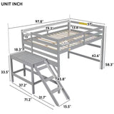 ZUN Full Loft Bed with Platform,ladder,Grey 72919783