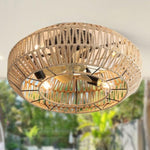 ZUN 20 Inch New Boho Caged Ceiling Fan With Enclosed Rattan 6 Speeds Remote Control Reversible DC Motor 02586084