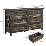 ZUN Farmhouse 6 Drawers Dresser for Bedroom, Wood Rustic Wide Chest of Drawers, Storage Dressers W2393P197404