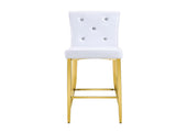A set of 2 white and gold vintage crocodile leather bar chairs, featuring crystal clasp design and W3875P383108