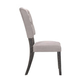 Set of 2 Side Chairs with Fabric Padded Seat and Back, Beige and Weathered Gray Oak B016P314612