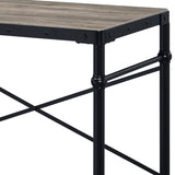 ZUN Rustic Oak and Black Writing Desk with Wheels B062P184534