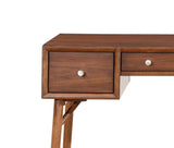 Modern Styling Counter Height Writing Desk Brown Finish Storage Drawers Nickel Knob Hardware Walnut B01146476