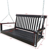 Front Porch Swing with Armrests, Wood Bench Swing with Hanging Chains,for Outdoor Patio ,Garden W49543721