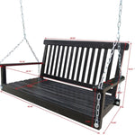 ZUN Front Porch Swing with Armrests, Wood Bench Swing with Hanging Chains,for Outdoor Patio ,Garden 39418244