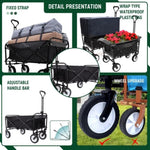 ZUN 360lbs Collapsible Foldable Wagon Cart with strapping system ,Beach Wagon Utility Cart Utility Wagon W2932P234993