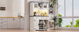 71" Farmhosue Pantry Bar Cabinet with Internal Storage Rack,Kitchen Cabinet with Hutch,Sliding 66804643