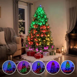 ZUN 7.5 FT Pre-lit Artificial Christmas Tree, APP Controlled Xmas Tree Hinged Branches with 400 RGB 09504553