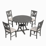 ZUN 5-Piece Round Dining Table and Set with Special-shaped Legs and an Exquisitely Designed Hollow 25692411