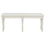 ZUN TOPMAX Vintage Traditional 50.4inch Upholstered Dining Bench with 6 Solid Wood Legs, Cream N717P170409D