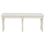 ZUN TOPMAX Vintage Traditional 50.4inch Upholstered Dining Bench with 6 Solid Wood Legs, Cream N717P170409D