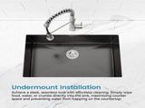 Stainless Steel Kitchen Sink, 30x19 Single Bowl, Undermount HandmadeSink in Black, with US 75544221