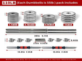 Adjustable Dumbbell Set Home Gym Cast Iron Barbell Sets with Carry Box 110lbs Office Bedroom Workout T3060P505765