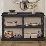 Console with 3-Tier Open Storage Spaces And Roman Column Effect Support Legs,Narrow Sofa Entry W1445P162737
