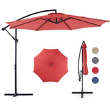 ZUN 9.8FT Offset Patio Umbrella Hanging Cantilever Umbrella Outdoor Sun Shade with Easy Tilt Adjustment, W2201P279967