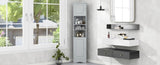 Multi-Functional Corner Cabinet Tall Bathroom Storage Cabinet with Two Doors and Adjustable Shelves, WF530911AAE