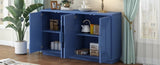 TREXM Vintage Distressed 4-Door Sideboard with Adjustable Shelves and Geometric Pattern for Dining GL-N715P198323M
