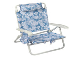 Oversized Reclining Beach Chair with Backpack Straps, Blue Palm Print 17217921