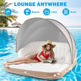 ZUN inflatable pool Floating lounge Swimming raft with parasol 62866070