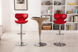 Masaccio Upholstery Airlift Adjustable Swivel Barstool with Chrome Base, Set of 2, Red T2574P164836