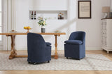 ZUN 058-Set of 2 Chenille Fabric Dining Chairs With Universal Wheels,Blue W527P242553