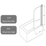 30 in. W * 58 in. H rotation shaft door Shower Doors for Bathtub, 1/4" Thick SGCC Tempered W2965P277718