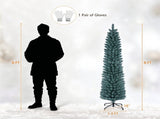 6 FT Slim Pencil Artificial Christmas Tree, Frosted Gray-Green & Silver Needles, Flame Retardant 09322143