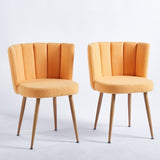 Modern YELLOW dining chair with iron tube wood color legs, shorthair cushions and W23461123