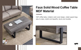 ZUN A rustic gray wood grain MDF coffee table with black metal legs - an elegant space in natural wood W1151132017