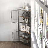 ZUN 5-Tier Shelves with Metal Mesh Door, Bookcase Storage Shelf Corner Shelf for Small Space, Living W2167P182341
