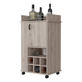 Farson Bar Cart with 2-Side Shelf, 6-Built In Wine Rack and Casters B128P176136