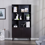 ZUN 67" Bookcase with Doors, 3-tier Bookshelf, Coffee W96539590