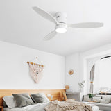 52 Inch Indoor Outdoor Ceiling Fan Solid Wood Fan Blade Noiseless Reversible Motor Remote Control W934P147089