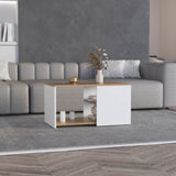 Adele 31" Wide Coffee Table with Three Shelves White - Natural Oak B070P254787