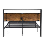 ZUN Full Size Metal Platform Bed Frame with Wooden Headboard and Footboard with USB LINER, No Box Spring W31183489