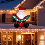 5.8FT Lighted Christmas Inflatable Decoration, Inflatable Santa Claus Holding Banner, Funny Blow Up 24353622