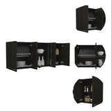 ZUN Superior 150 Wall Cabinet With Glass, Four Interior Shelves, Two Double Door -Black B20091983