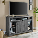 ZUN TV Stand for 65 Inch TV, Entertainment Center with Storage Cabinets and Sliding Barn Door, Mid W1781P268266