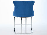 25" Counter Height Bar Stools Set of 2, Modern Velvet Barstools with Button Back&Rivet Trim W1143P217852