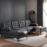 U-shaped Soft-Covered Armrest Backrest Seat Pull Point Wooden Frame Iron Frame Black Feet Indoor 07845976