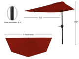 9ft Half Umbrella for Balcony, Porch, or Deck, Red 77644533