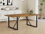 Rustic Industrial Rectangular Wood Dining Table For 4-6 Person, With 1.5" Thick Engineered Wood W2827P427974
