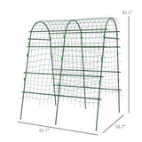 Outdoor Metal Garden Trellis with Climbing Net,57" x 66" x 81", Green 02505931