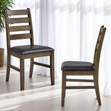 Damica Brown Synthetic Leather & Walnut Side Chair B2726P320798